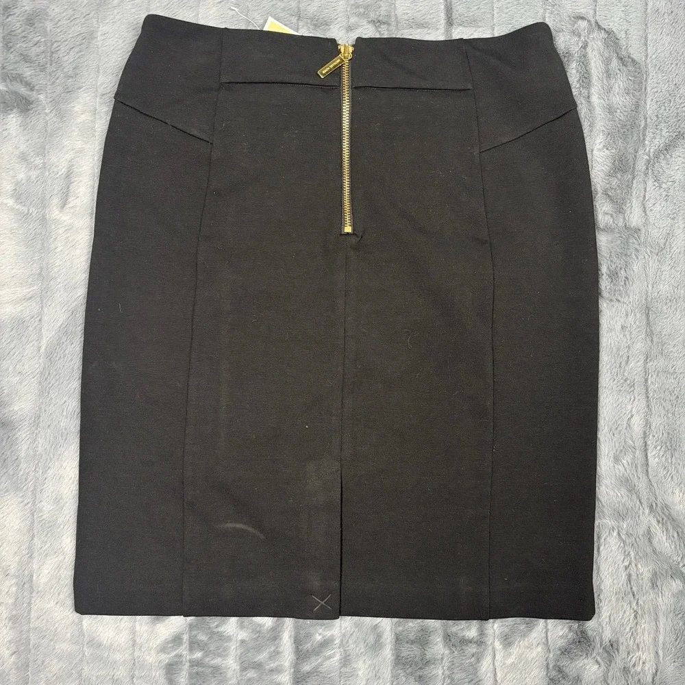 Michael Michael Kors Black Gold Zip Pencil Skirt QF77D981WL Size 8 NEW